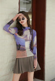 IFOMT Graphic Women Printed Mesh Top