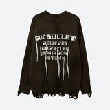 IFOMT Grunge AK-Bullet Tasseled Sweater