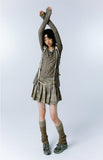IFOMT Grunge Asymmetric Long Sleeve Lace Top