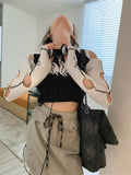 IFOMT Grunge Cut-Out Crop Top