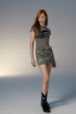 IFOMT Grunge Distressed Detail Ribbed Top