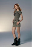 IFOMT Grunge Distressed Detail Ribbed Top