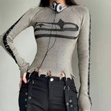 IFOMT Grunge Long Sleeve Distressed Top