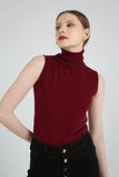 IFOMT Turtle Neck Sleeveless Knitted Sweater