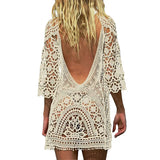 IFOMT Sexy Women’s Bathing Suit Cover Up Crochet Lace Bikini Bathing Suit Swimsuit Smock Knitting Swimwear Mesh Beach Dress Tunic Robe