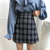 IFOMT Skirts Women Retro Plaid Summer Mini Skirt A-line Ulzzang High Waist Students New Arrival Fashion Girls Female Stylish Fit 2XL