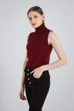 IFOMT Turtle Neck Sleeveless Knitted Sweater
