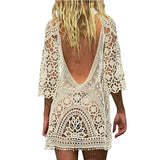 IFOMT Sexy Women’s Bathing Suit Cover Up Crochet Lace Bikini Bathing Suit Swimsuit Smock Knitting Swimwear Mesh Beach Dress Tunic Robe