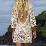 IFOMT Sexy Women’s Bathing Suit Cover Up Crochet Lace Bikini Bathing Suit Swimsuit Smock Knitting Swimwear Mesh Beach Dress Tunic Robe