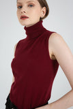 IFOMT Turtle Neck Sleeveless Knitted Sweater