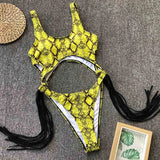 IFOMT 2023 New Sexy Leopard Swimwear Tummy Cut Out One Piece Swimsuit Female Tassel Bather Hollow Out Bathing Suit Swim Wear Lady 3880