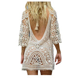 IFOMT Sexy Women’s Bathing Suit Cover Up Crochet Lace Bikini Bathing Suit Swimsuit Smock Knitting Swimwear Mesh Beach Dress Tunic Robe