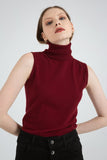 IFOMT Turtle Neck Sleeveless Knitted Sweater