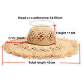 IFOMT New Women Summer Natural Raffia Hat Girl Fashion Ribbon Floppy Shading Panama Wide Brim Sun Hats Vacation Travel Beach Straw Hat