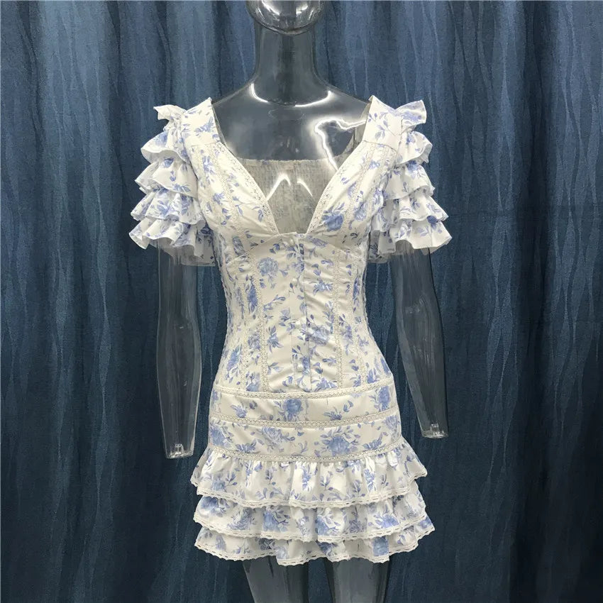 Ifomt High Quality 2023 Ruffle White Women Mini Dress Beach Holiday Girl Dress