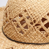 IFOMT New Women Summer Natural Raffia Hat Girl Fashion Ribbon Floppy Shading Panama Wide Brim Sun Hats Vacation Travel Beach Straw Hat