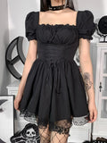 IFOMT Gothic Sexy Black Y2K Harajuku Vintage Lolita Backless Mini Women Aesthetic Punk High Waist Party Dress