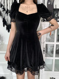 IFOMT Gothic Sexy Black Y2K Harajuku Vintage Lolita Backless Mini Women Aesthetic Punk High Waist Party Dress