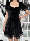 IFOMT Gothic Sexy Black Y2K Harajuku Vintage Lolita Backless Mini Women Aesthetic Punk High Waist Party Dress