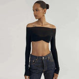 IFOMT Karalyn Mesh Crop Long Sleeve Top