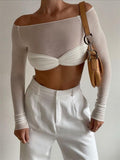 IFOMT Karalyn Mesh Crop Long Sleeve Top