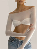 IFOMT Karalyn Mesh Crop Long Sleeve Top
