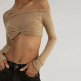 IFOMT Karalyn Mesh Crop Long Sleeve Top