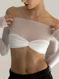 IFOMT Karalyn Mesh Crop Long Sleeve Top