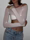 IFOMT Karalyn Mesh Crop Long Sleeve Top