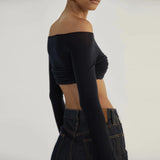 IFOMT Karalyn Mesh Crop Long Sleeve Top