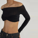 IFOMT Karalyn Mesh Crop Long Sleeve Top