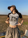 IFOMT Kitty Print Crop Tee