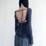IFOMT Knitted Mesh Backless Top