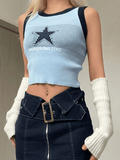 IFOMT Y2K Tank Top Knitted Star Cropped Tank Top