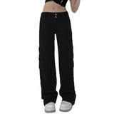 Ifomt grunge outfits New Retro Style Street High Waist Slimming Tooling Pocket Casual Trousers