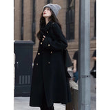 2000s fashion Autumn and Winter Elegant New Year Battle Robe Vintage Woolen Coat Red Long Gold Buckle Woolen Coat for Women