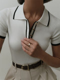 IFOMT Slim Short-sleeved Lapel Top