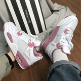 jordan 4’s New Couple All-Match Air Cushion Shoes Men's and Women's Hong Kong Style Ins Super Hot Height Increasing White Shoes Student Shoes Casual Wear-Resistant Shoes