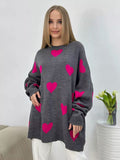 IFOMT Round Neck Hearts Pullover Sweater