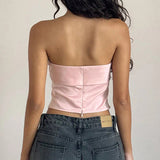 IFOMT Mikah Floral Detailed Strapless Top