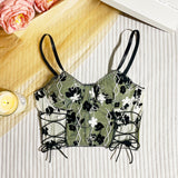 IFOMT y2k outfits Sexy Ins Sweet and Spicy Style Embroidered Mesh Outer Wear Fresh Camisole Steel Ring Strap Underwear