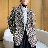 business casual outfits Woolen Suit Houndstooth Coat for Women 2024 Winter Waist-Tight Texture Fashionable Coat