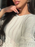 IFOMT Round Neck Hollow Knit Sweater dress