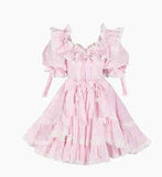 Ifomt Princess Puff-sleeved Ruffled Dress