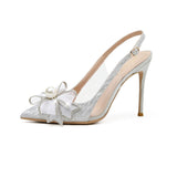 IFOMT Pointed Pearl Bridesmaid Bridal Fashion Closed Toe Heels