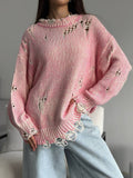 IFOMT Loose Casual Hollow Knitted Sweater Outerwear