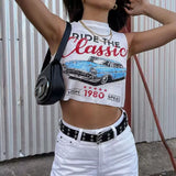 IFOMT Classic Letter Print Crop Top