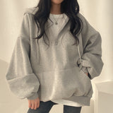 comfy school outfits Women's Zipper Sweater New Women's Clothing Loose Thin Spring, Autumn and Winter Thickened Fleece-lined