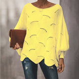 IFOMT Hollow Crochet Loose Knitted Sweater