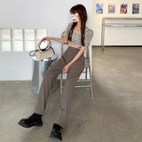 Ifomt discover style ideas Summer Korean Style Khaki Suit Pants Women's Spring and Autumn High Waist Draping Loose Straight Casual Pants Slim Wide Leg Pants